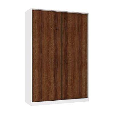 Guarda Roupa Casal Prime 2 Portas de Correr 3 Gavetas Branco FF com Nogueira Dourado