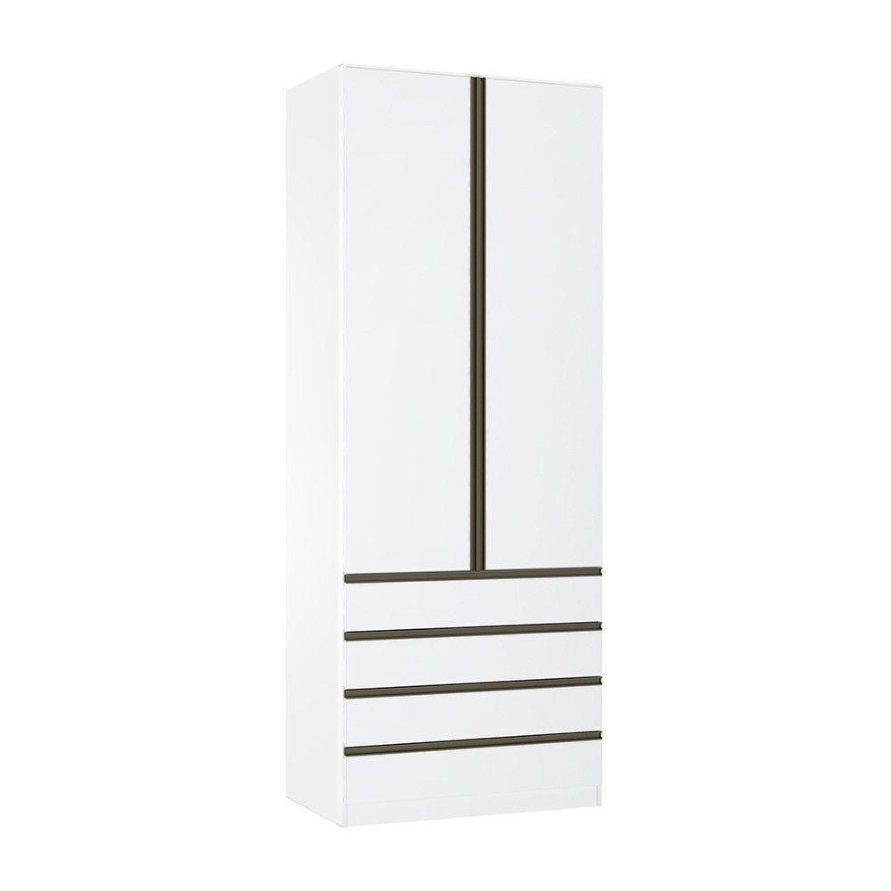 Guarda Roupa 2 Portas 90cm Branco Ff Com Branco Mat - 1