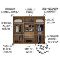 Guarda Roupa Casal 6 Portas 267Cm 63370 Sumatra Amendola Touch Demobile Amendola Touch - 16