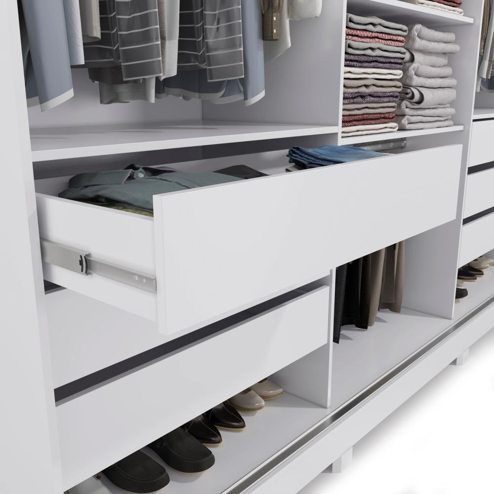 Guarda-roupa Casal 100% Mdf Kappesberg C/pés 3 Portas De Correr 6 Gavetas Branco/nogueira - 7