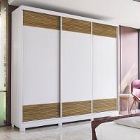 Guarda-roupa Casal 100% Mdf Kappesberg C/pés 3 Portas De Correr 6 Gavetas Branco/nogueira - 1