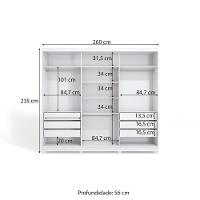 Guarda-roupa Casal 100% Mdf Kappesberg C/pés 3 Portas De Correr 6 Gavetas Branco/nogueira