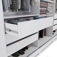 Guarda-roupa Casal 100% Mdf Kappesberg C/pés 3 Portas De Correr 6 Gavetas Branco/nogueira - 7
