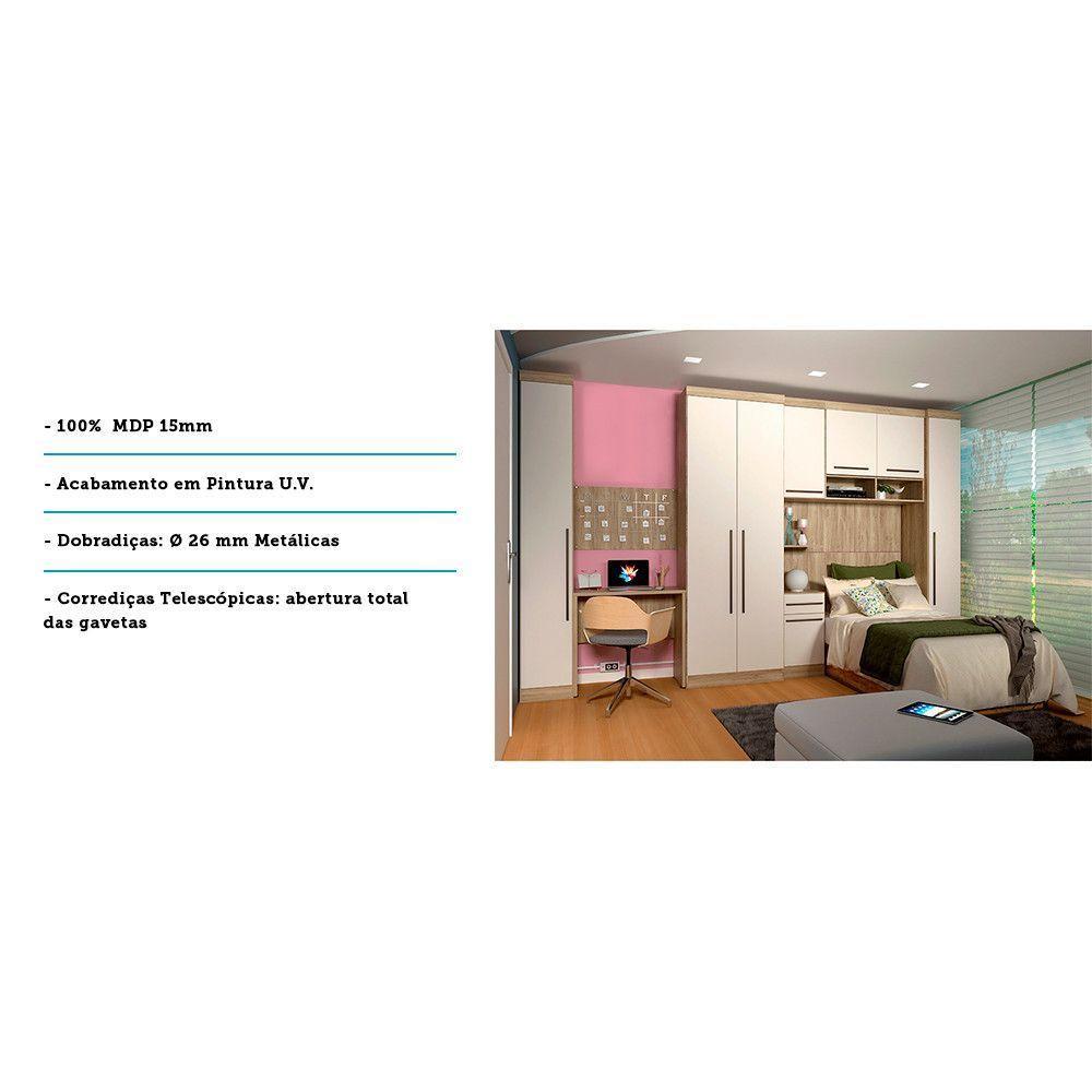 Guarda Roupa Solteiro C/ Escrivaninha Avelã Rústico C/ Areia - 3