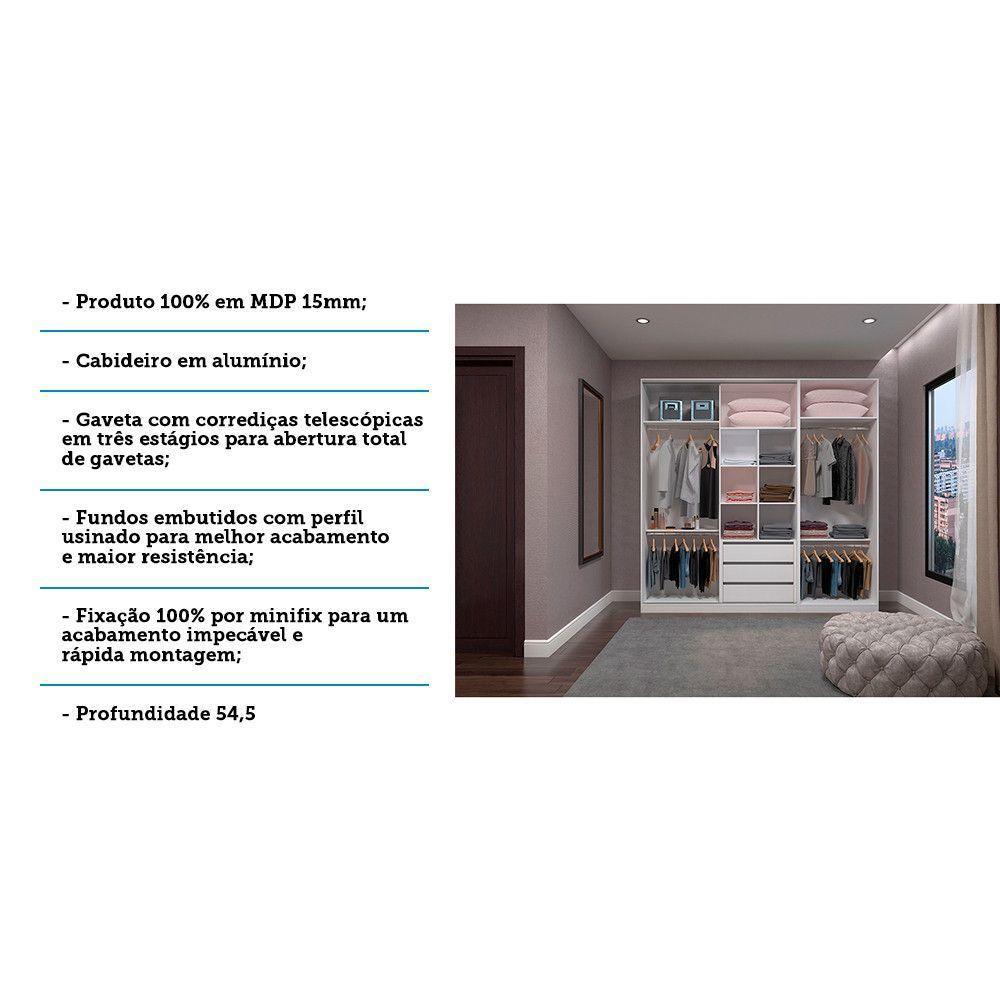 Guarda Roupa 2 Peças, 3 Gavetas, 4 Cabideiros Branco Branco - 7