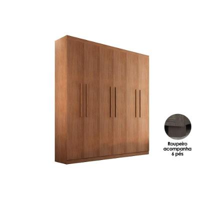 Guarda Roupa 6 Portas  e 2 Gavetas c/ Pés Espanha Imbuia - Rufato