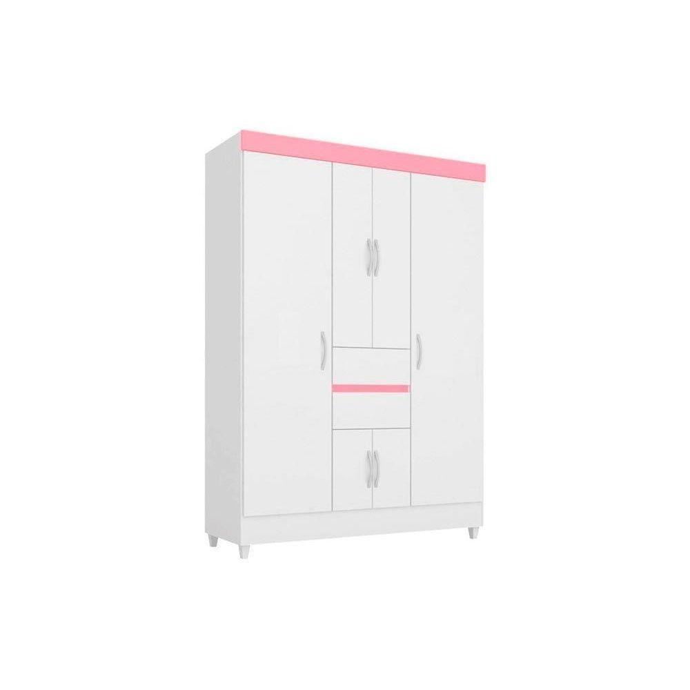 Guarda Roupa 6 Portas  e 2 Gavetas Ecom II Branco/Rosa - Demóbile - 1