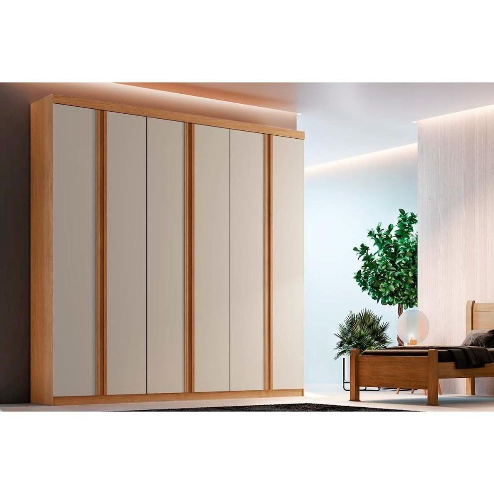 Guarda Roupa Casal Filadélfia 6 Portas e 4 Gavetas Naturale/Off White - Rufato - 1