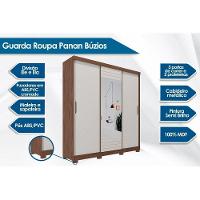 Guarda Roupas 3 Portas de Correr    e 4 Gavetas c/ Espelho Búzios Branco - Panan