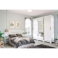 Guarda Roupas 3 Portas de Correr    e 4 Gavetas c/ Espelho Búzios Branco - Panan - 7