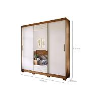 Guarda Roupas 3 Portas de Correr    e 4 Gavetas c/ Espelho Búzios Branco - Panan - 13