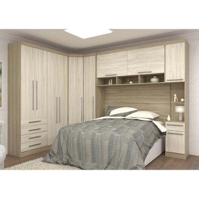 Guarda Roupa de Canto Casal Master 10 Portas 5 Gavetas Avelã Rústico com Ártico Rústico