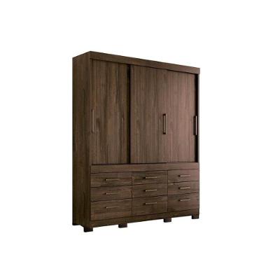 Guarda Roupa Casal Click 3.9 3 Portas de Correr 9 Gavetas Blush Ébano MDF Santos Andirá