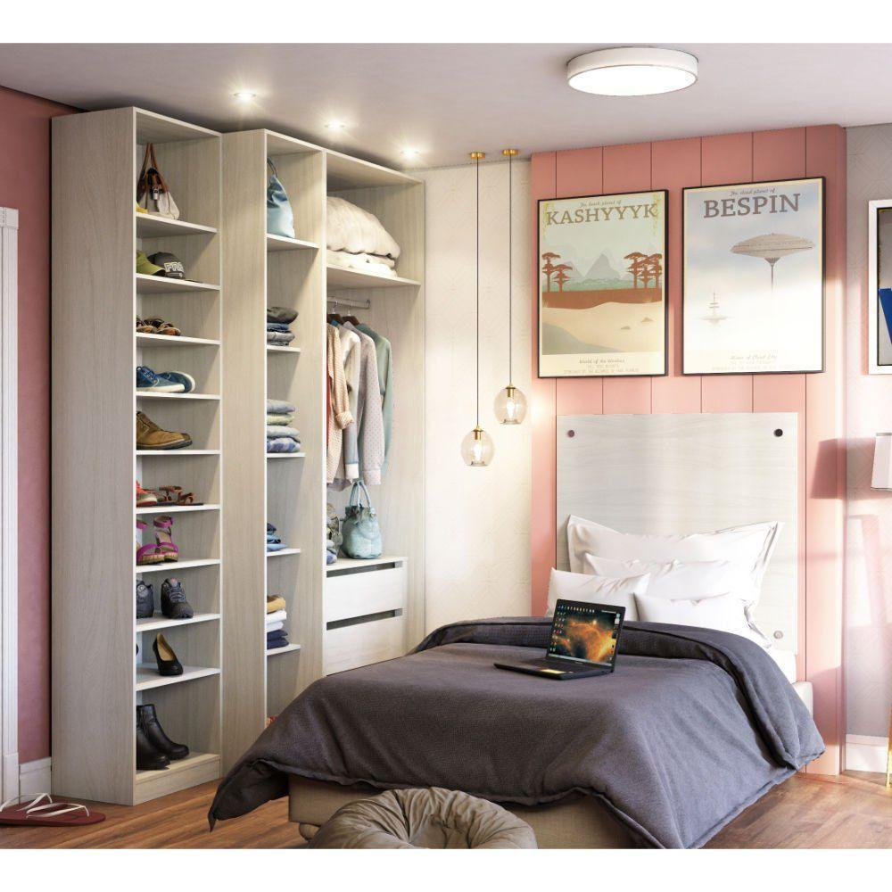 Guarda Roupa Closet Sem Portas 4 Peças, 3 Gavetas, Sapateira - 1