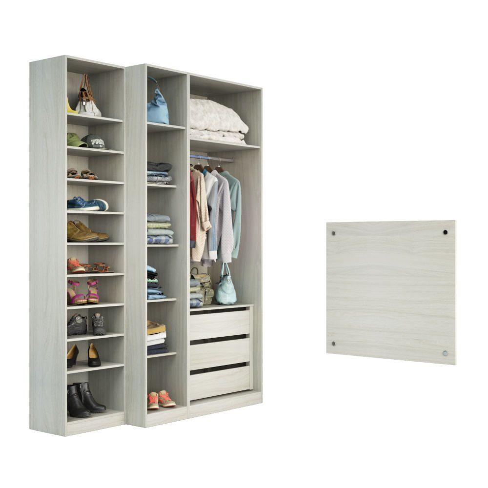 Guarda Roupa Closet Sem Portas 4 Peças, 3 Gavetas, Sapateira - 7