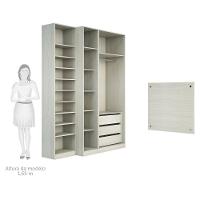 Guarda Roupa Closet Sem Portas 4 Peças, 3 Gavetas, Sapateira - 3