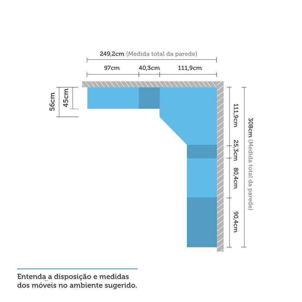 Guarda Roupa Canto Solteiro E 12 Gavetas Legno Crema C/ Gaia - 6