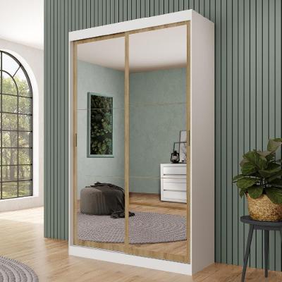 Guarda Roupa Casal Nero 2 Portas de Correr 2 Gavetas Branco MDP