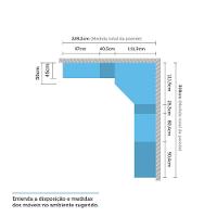 Guarda Roupa Canto Solteiro E 12 Gavetas Legno Crema C/ Cinz