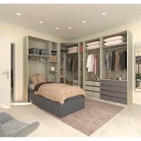 Guarda Roupa Canto Solteiro E 12 Gavetas Legno Crema C/ Cinz - 6