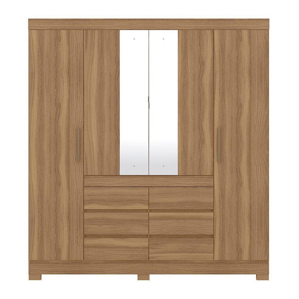 Guarda Roupa Casal 4 Portas Com Espelho E Pés Amêndola Touch - 2