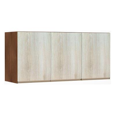 Maleiro Ponte 3 Portas 145 Cm Nogueira Dourado Com Crema