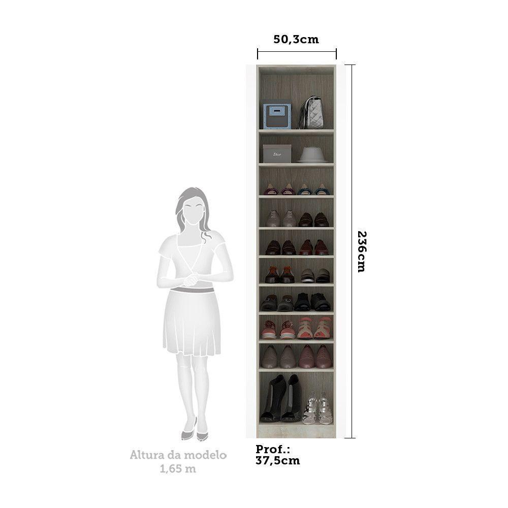 Guarda-Roupa Sapateira 50Cm Prime Plus Legno Crema C/ Cinza - 2