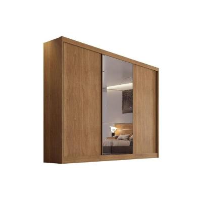 Guarda Roupa Casal Sollo Plus 3 Portas de Correr 8 Gavetas Cumaru MDF