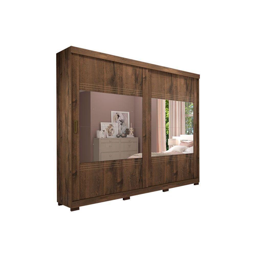 Guarda Roupa Casal 2 Portas de Correr e 4 Gavetas ec/ 2 Espelhos e Pés Blumenau Cinamomo/Off White - Panan - 3
