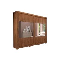 Guarda Roupa Casal 2 Portas de Correr e 4 Gavetas ec/ 2 Espelhos e Pés Blumenau Cinamomo/Off White - Panan