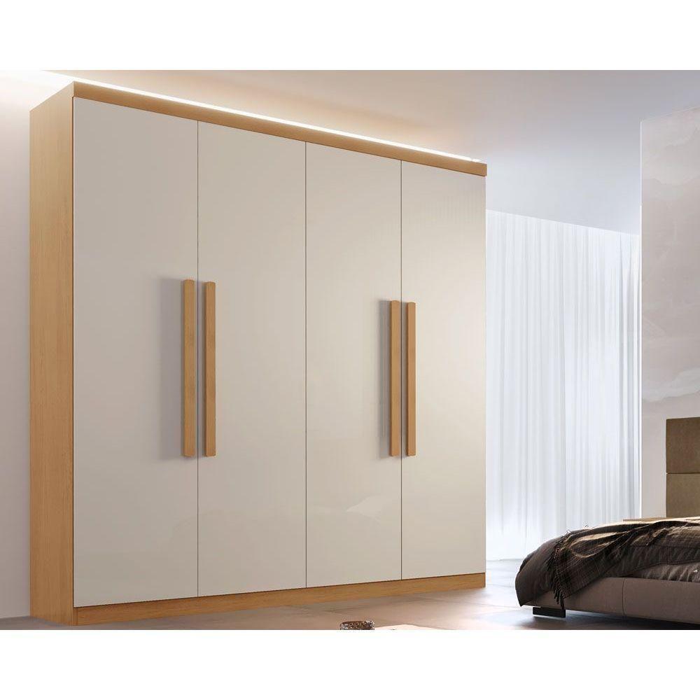 Guarda Roupa Casal 4 Portas e 3 Gavetas Império Naturale/Off White - Rufato - 1