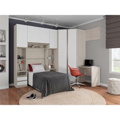 Guarda Roupa Casal de Canto Prime Plus 2 Portas Bater 4 Gavetas Legno Crema-Branco MAT
