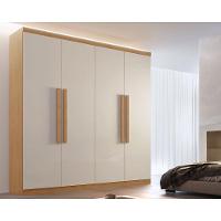 Guarda Roupa Solteiro 4 Portas e 3 Gavetas Império Naturale/Off White - Rufato - 1