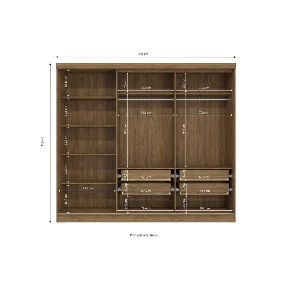 Guarda Roupa Casal Flex 5 Portas e 4 Gavetas N564 Nogueira/Macadamia - Kappesberg - 4