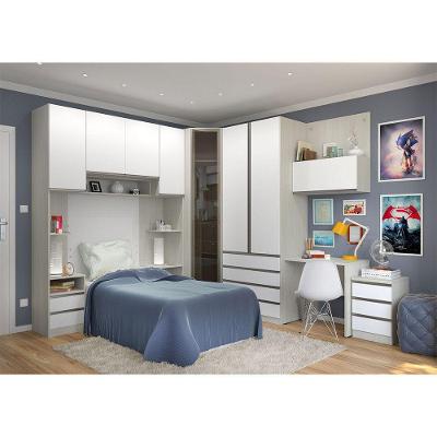 Guarda Roupa Solteiro De Canto Prime Plus 1 Porta Bater Legno Crema-Branco Mat