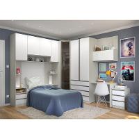 Guarda Roupa Canto Solteiro Vidro C/ Escrivaninha Legno Crem - 1