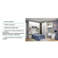 Guarda Roupa Canto Solteiro Vidro C/ Escrivaninha Legno Crem