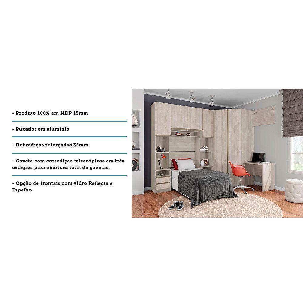 Guarda Roupa Solteiro De Canto C/ Escrivaninha 7 Gavetas Leg - 3