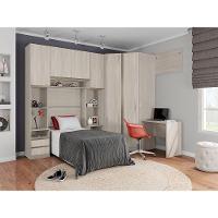 Guarda Roupa Solteiro De Canto C/ Escrivaninha 7 Gavetas Leg - 1