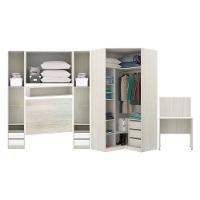 Guarda Roupa Solteiro De Canto C/ Escrivaninha 7 Gavetas Leg - 6