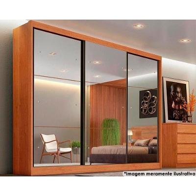 Guarda Roupas 3 Portas de Correr   e 6 Gavetas c/ 3 Espelhos Sollo Plus Cumaru - Novo Horizonte