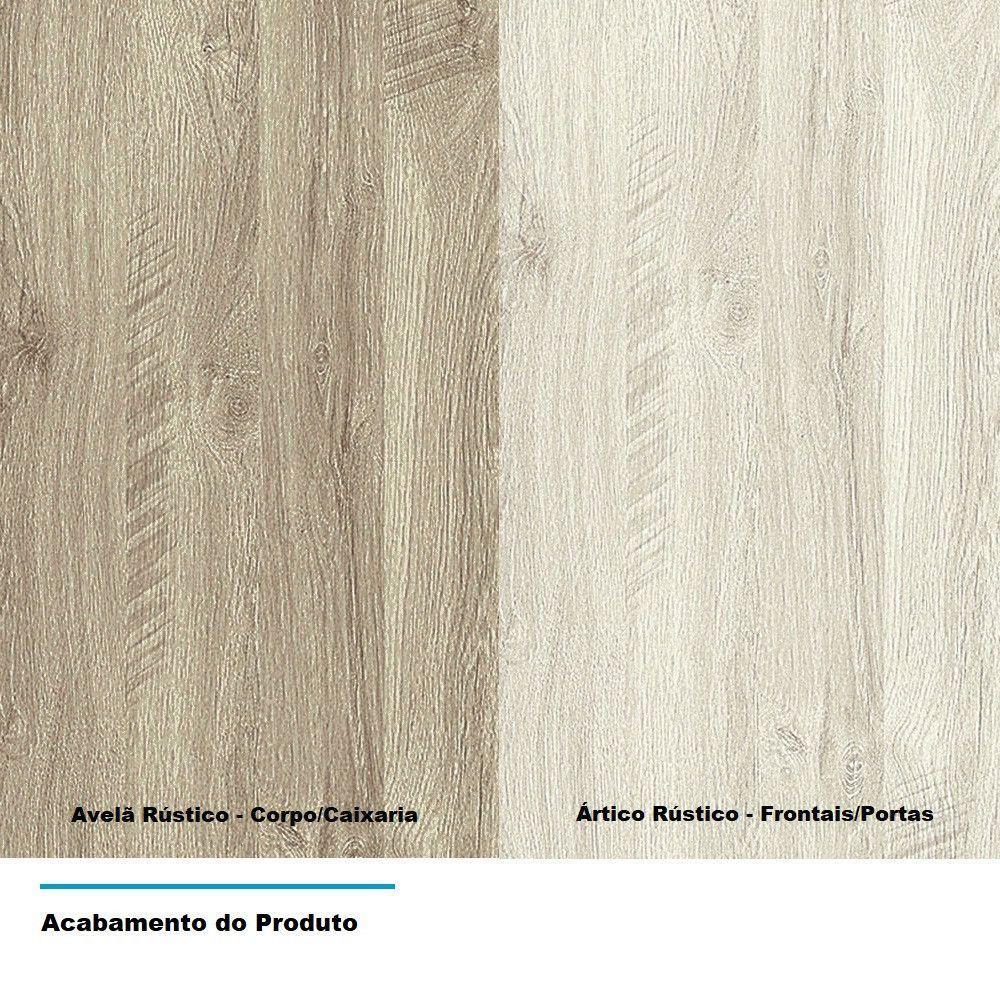 Guarda Roupa De Canto Casal 9 Portas 2 Gavetas Com Cabeceira Queen Master Luciane Móveis Avelã Rústico Com ártico Rústico - 3