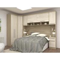 Guarda Roupa De Canto Casal 9 Portas 2 Gavetas Com Cabeceira Queen Master Luciane Móveis Avelã Rústico Com ártico Rústico - 1