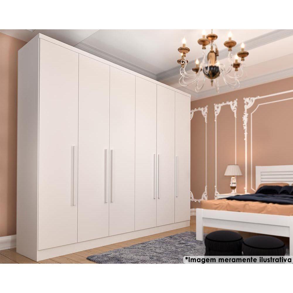 Guarda Roupa 6 Portas Veneza c/ e 4 Gavetas Branco/Neve - Tcil Móveis - 1