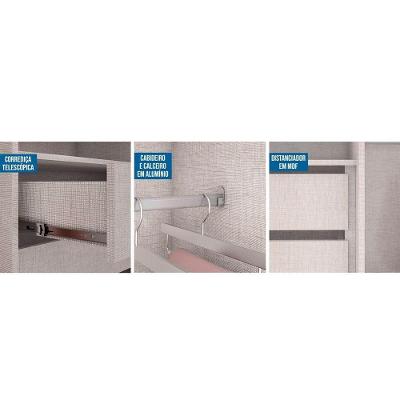 Guarda Roupa Casal Toronto Plus 2 Portas de Correr 6 Gavetas Blush Branco MDF