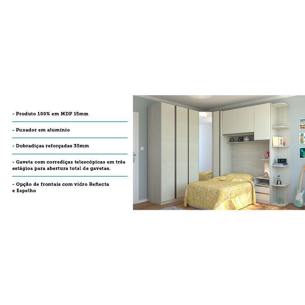 Guarda Roupa De Canto Solteiro C/ Espelho Legno Crema C/ Kas - 3