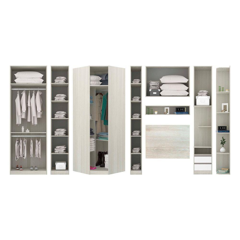 Guarda Roupa De Canto Solteiro C/ Espelho Legno Crema C/ Kas - 6