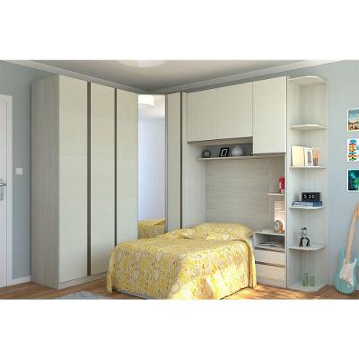 Guarda Roupa De Canto Solteiro Prime Plus 1 Porta Bater 2 Gavetas Legno Crema-Kashmir