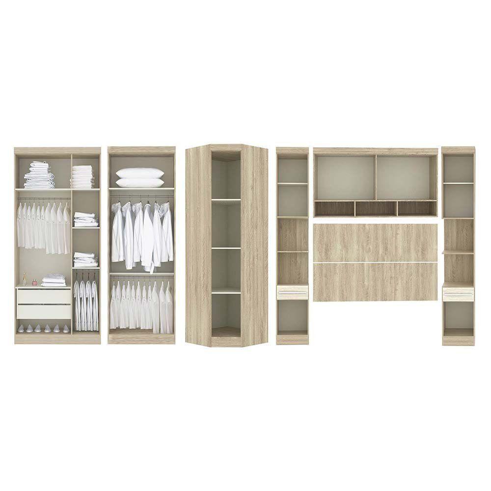 Guarda Roupa De Canto Casal 4 Gavetas C/ Espelho E Cabeceira - 5