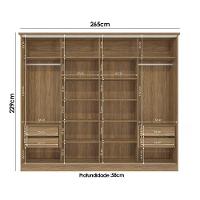 Guarda Roupa Casal N565 4 Portas de Correr e 4 Gavetas Nogueira/Macadamia - Kappesberg - 3